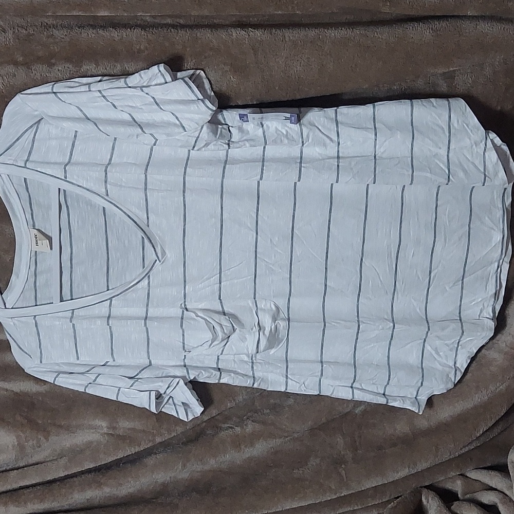 V-neck Tee White with Grey Stripes Sx XXL